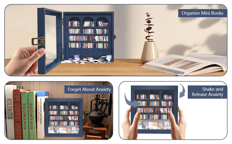 miniature anxiety bookshelf from amazon